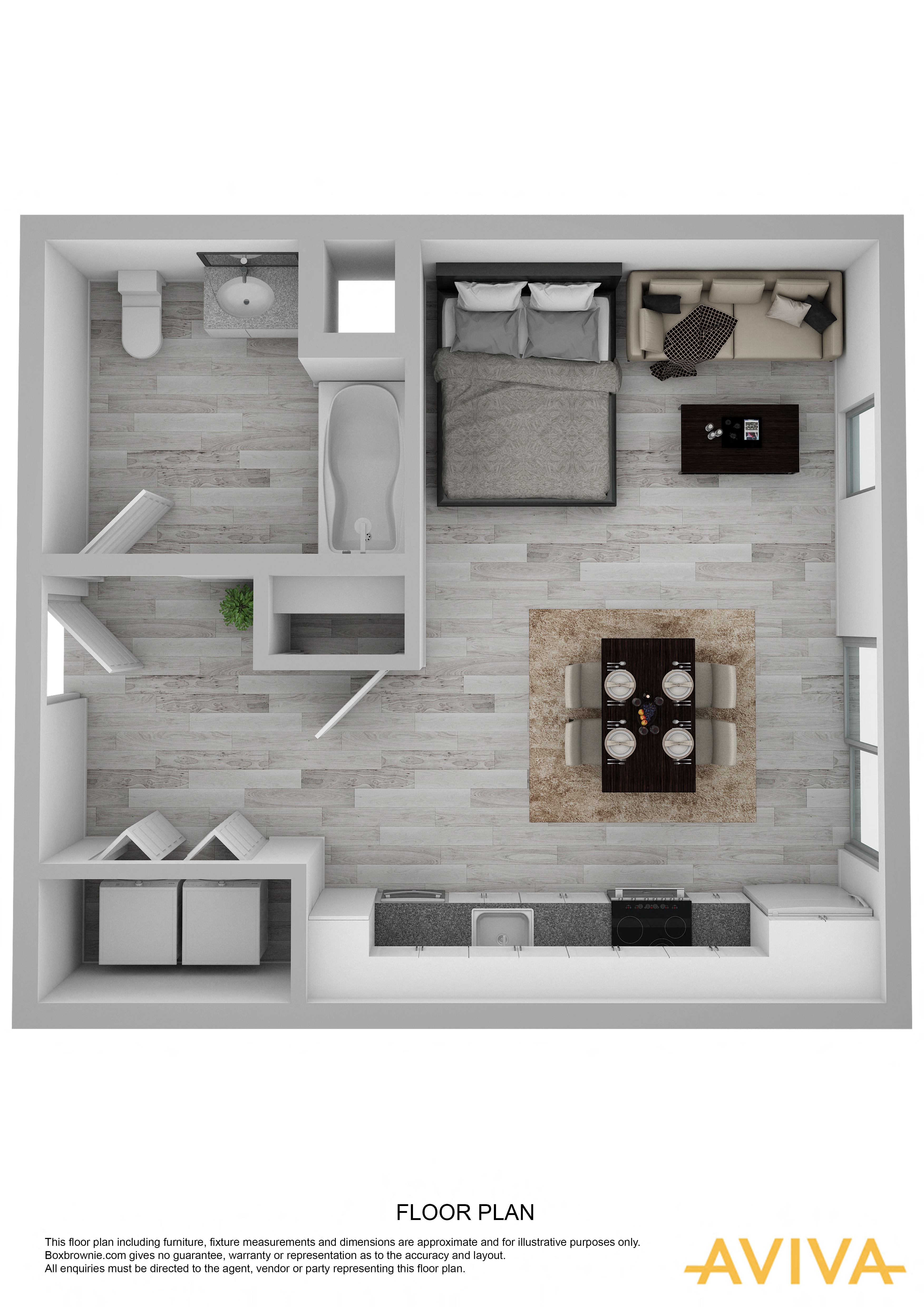 Floor plan for studio, 1 bath, 422 sqft